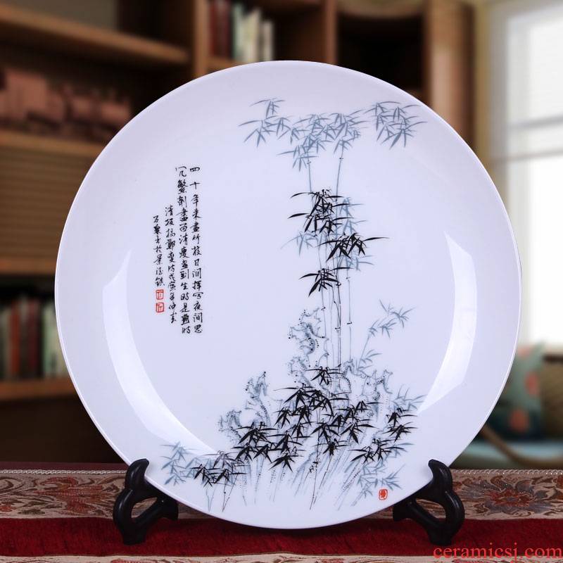 Jingdezhen ceramic hang dish sit the modern European TV setting wall decoration plate sitting room place, blue and white porcelain ornaments