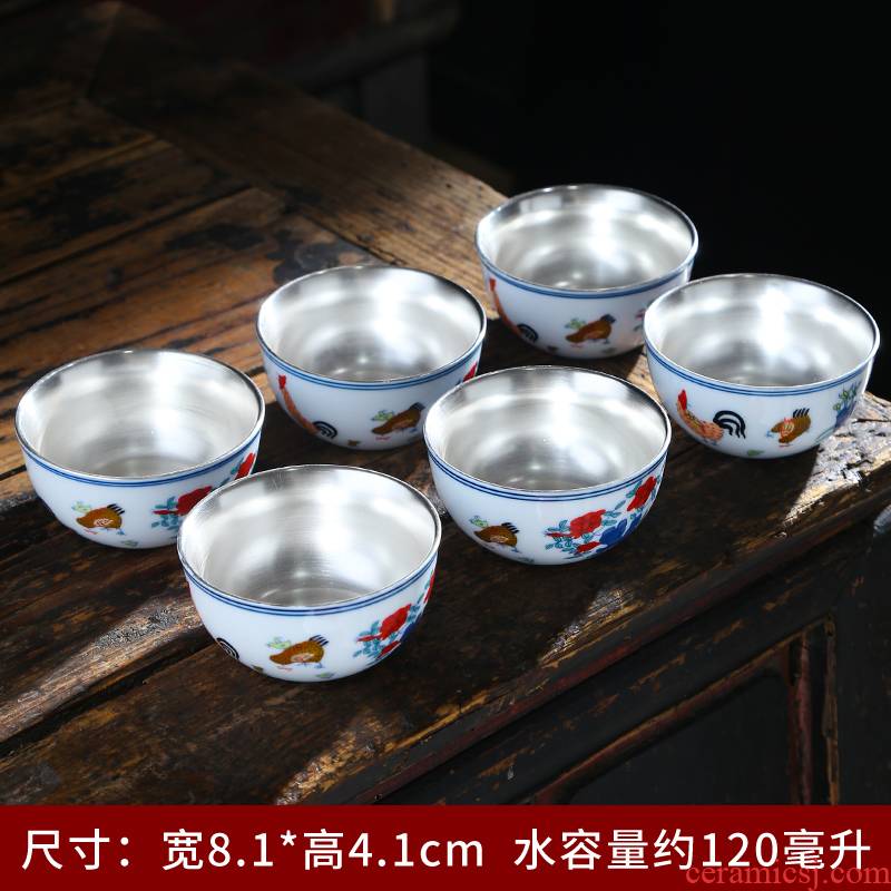 Ming chenghua bucket color ceramic cups chicken cylinder cup of jingdezhen porcelain kung fu tea bowl household single sample tea cup