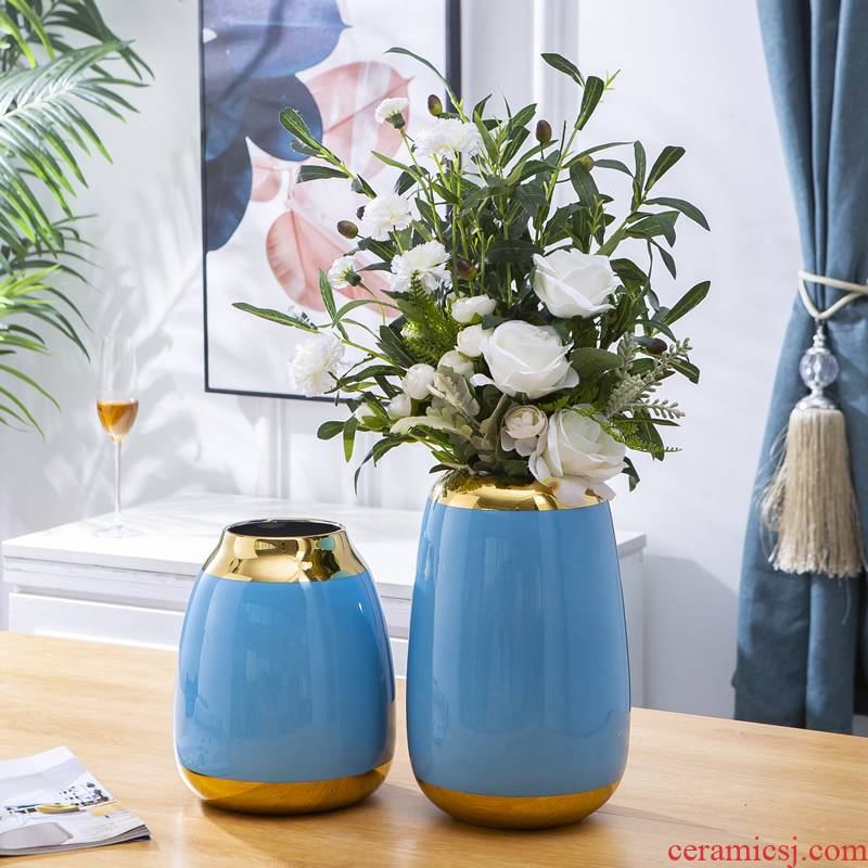 Light key-2 luxury ceramic vases, new Chinese style household example room table ou the sitting room porch flower arranging dried flower adornment furnishing articles