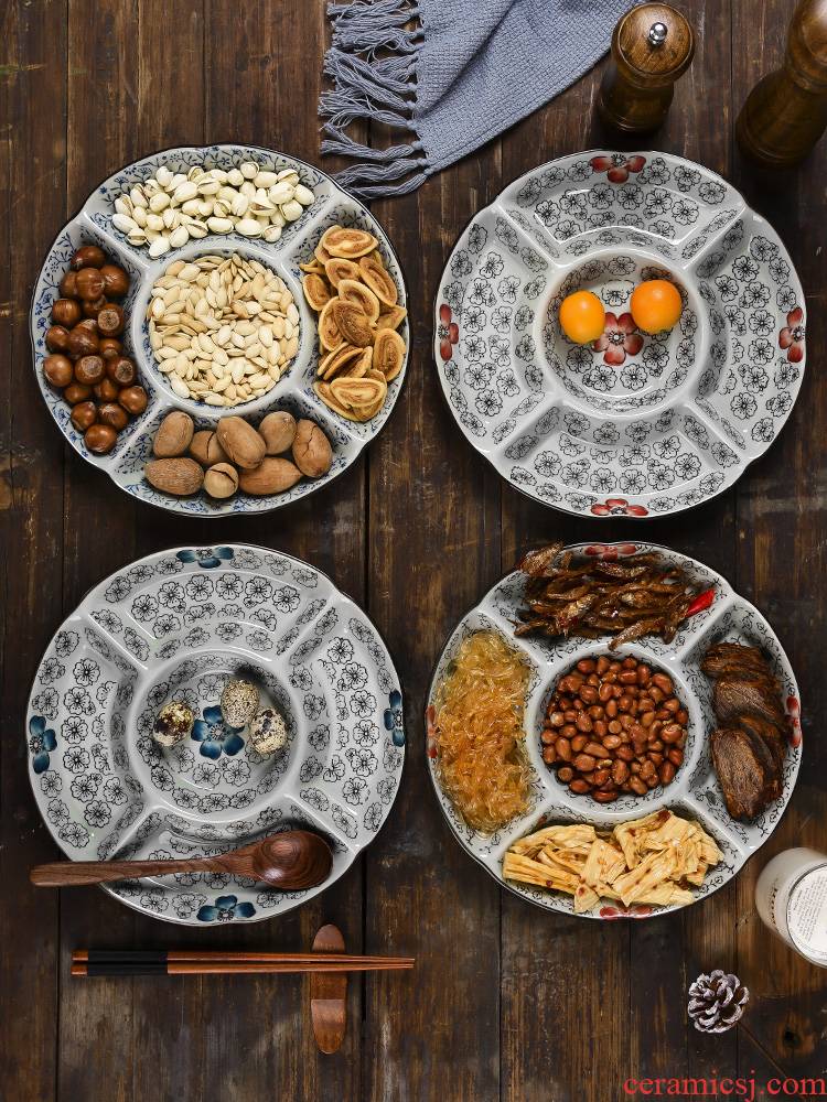 Japanese ceramics tableware separated creative household food plates segmentation plate plate plate frame plate web celebrity plates