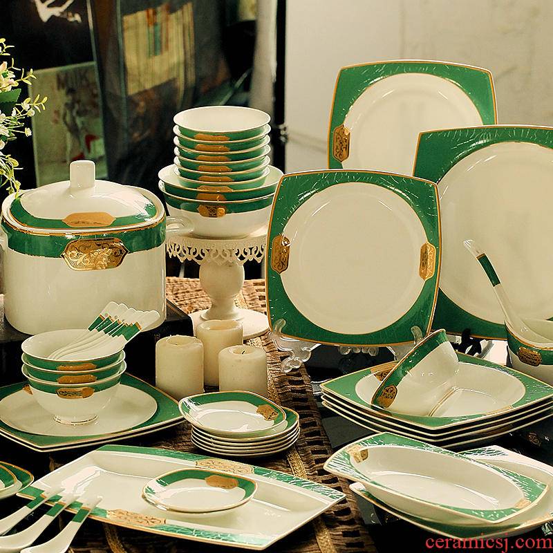 Jingdezhen ceramic tableware suit American dishes suit household ceramic bowl dish dish European porcelain gifts