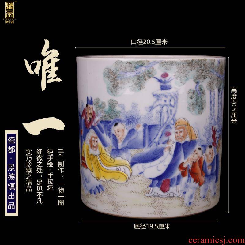 Jingdezhen imitation the qing xianfeng years antique antique hand - made all lucky fine brush pot pen sea cap tube furnishing articles