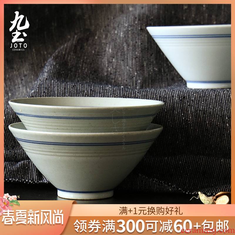 Blue and white double nine soil ceramic bowl hat to bowl of Japanese zen creative gifts of manual coloured drawing or pattern tableware feed implement their jobs