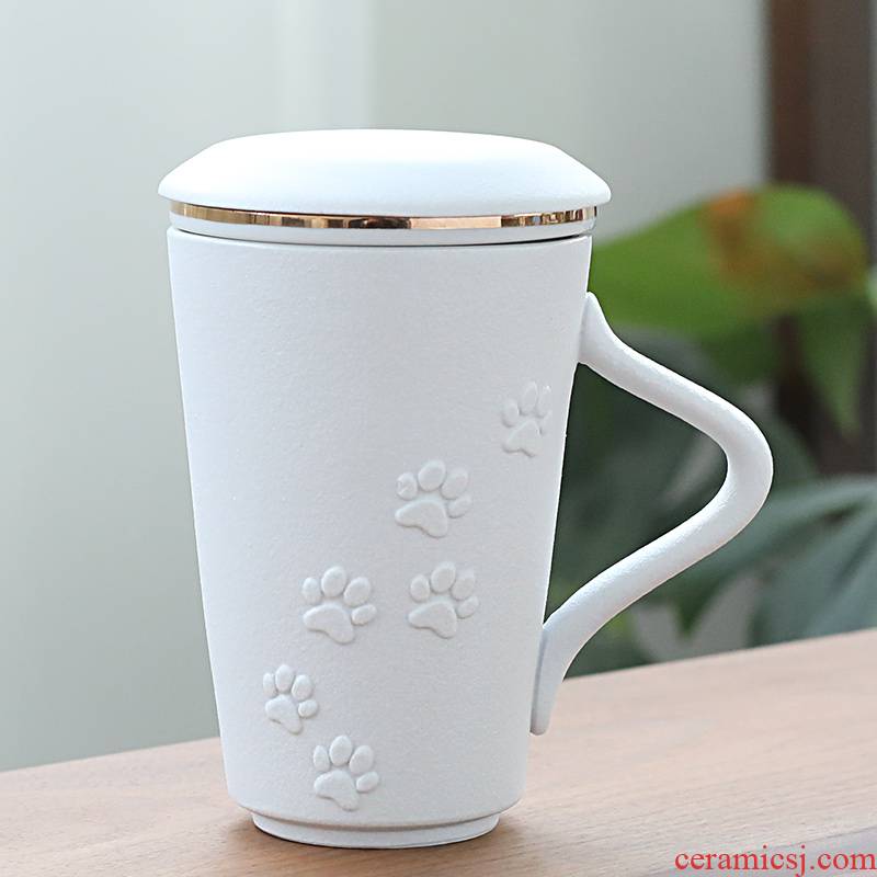 Ya xin company hall glass ceramic high - capacity keller spoon contracted home office men and women lovers cup with cover