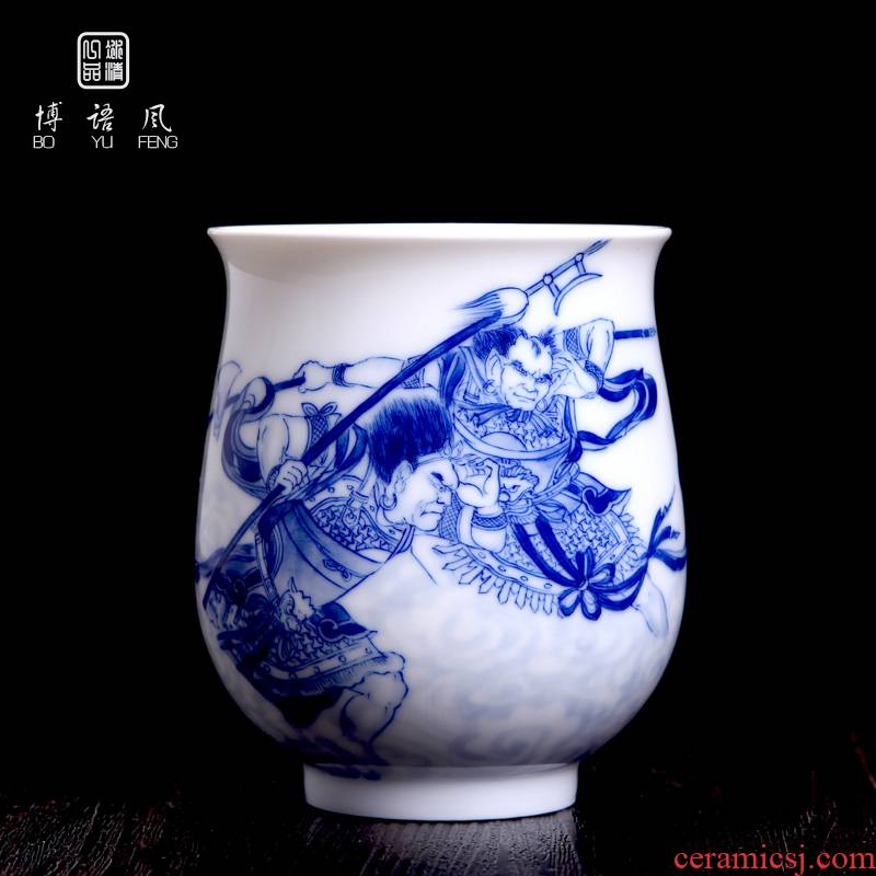 Above [naijing] jade manual hand - made character maintain a single large ceramic cup to flourishing the rich man