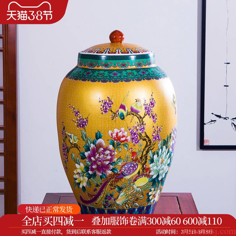 Aj241 jingdezhen ceramics from merry birds pay homage to the king, the general pot of flowers and birds barrel, the adornment that occupy the home furnishing articles