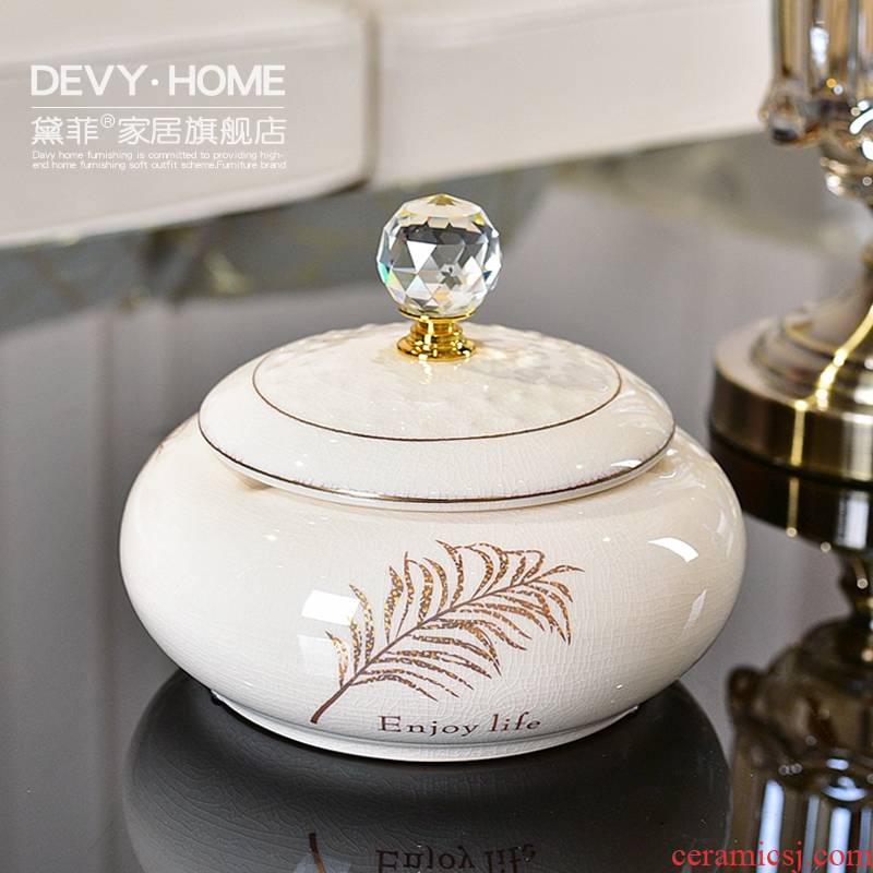 European style living room creative furnishing articles household ceramics with cover the ashtray office receive household soft adornment tea table