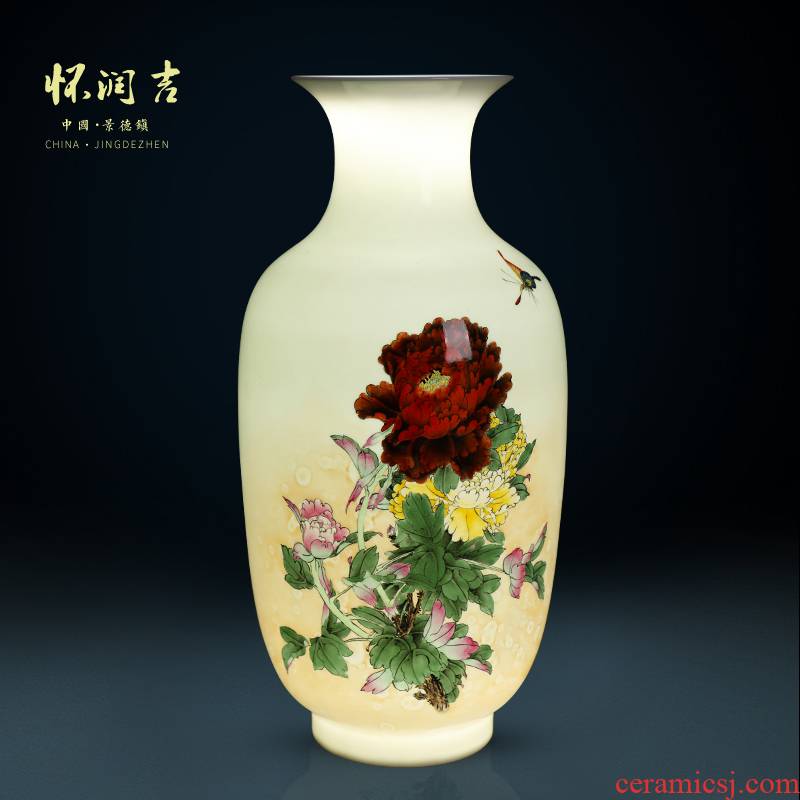 Jingdezhen modern technology hand - made of hand - made vase blooming flowers Chinese claborate - style painting vase sitting room art furnishing articles