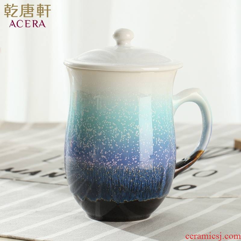 Do Tang Xuan ceramic cup Chinese rose high snow crystals with cover handle cup glass cup to send new friends