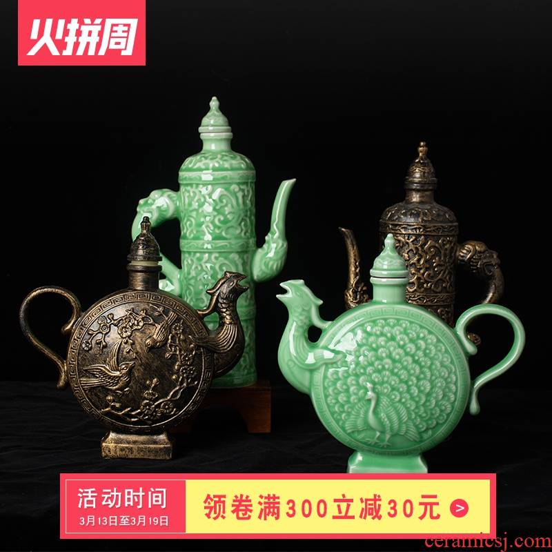 An empty bottle archaize of jingdezhen ceramic 1 catty ancientry creative Chinese style with little hip household seal wine bottles