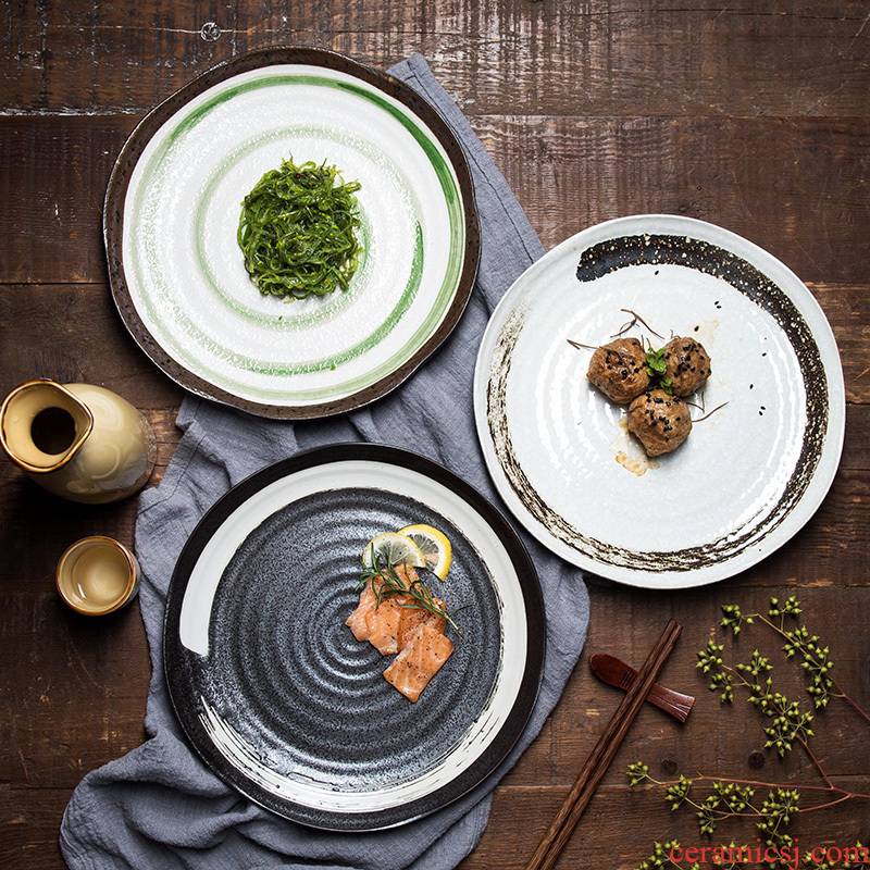 Porcelain color beauty creative Japanese steak move household food dish ceramic plate plate of pasta flat breakfast tray