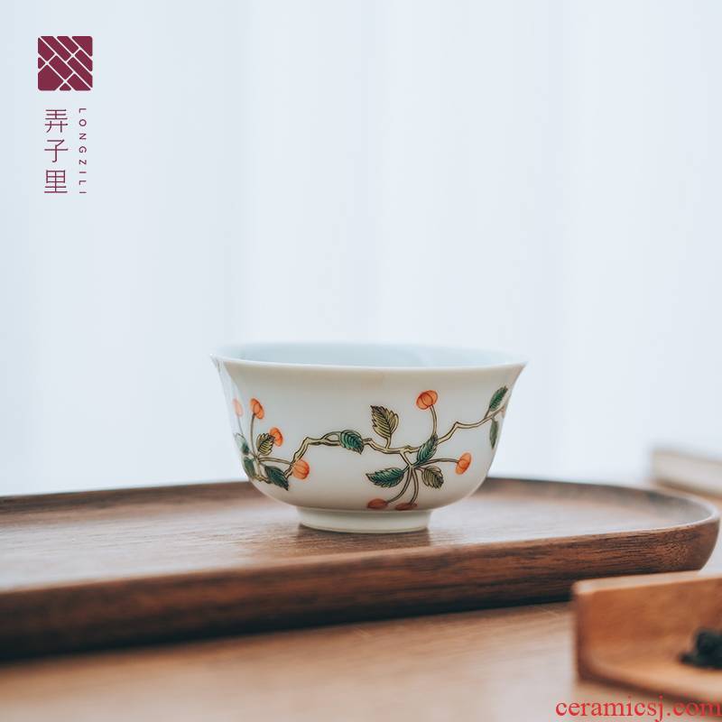 Made in jingdezhen pure manual kung fu tea cups of household ceramics large master cup white porcelain tea cups
