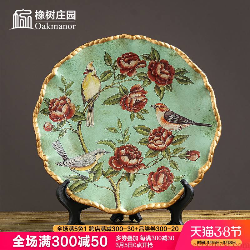 American ceramic decoration hanging dish plate disc furnishing articles European household act the role ofing is tasted plate frame art porcelain stents