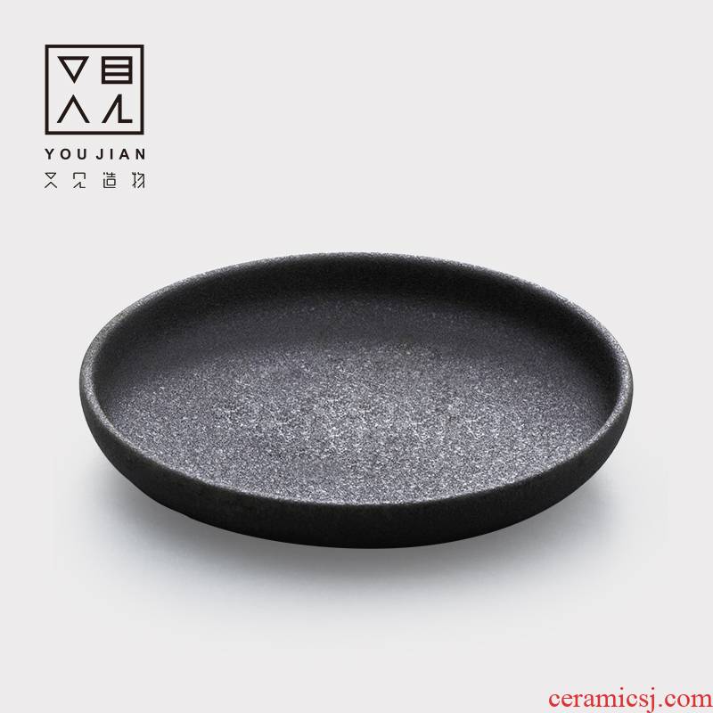 Small ceramic cup mat and creation ideas coarse pottery saucer insulation cup of black kung fu tao parts with zero
