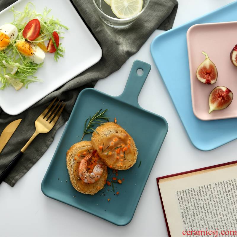 Ceramic flat bread plate Nordic platter creative restaurant tableware Ceramic dish, breakfast snack dish plate