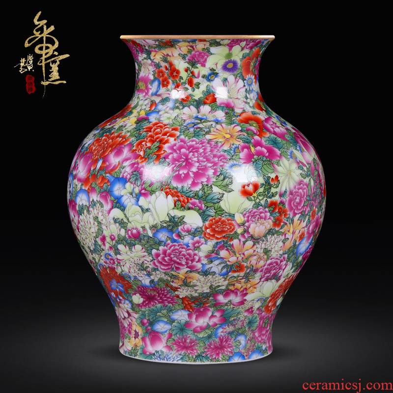 Archaize of jingdezhen ceramics craft vase collection furnishing articles qianlong high - grade colored enamel paint flower vase