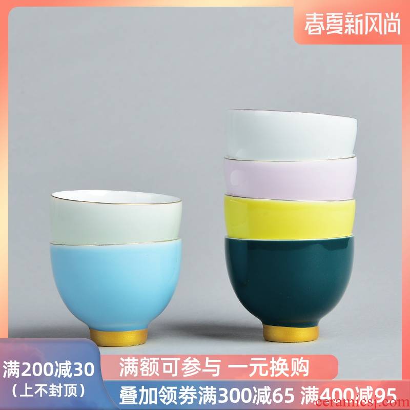 Rainbow of sample tea cup ceramic cups kung fu tea set perfectly playable cup paint color pu - erh tea cup cup individual cup
