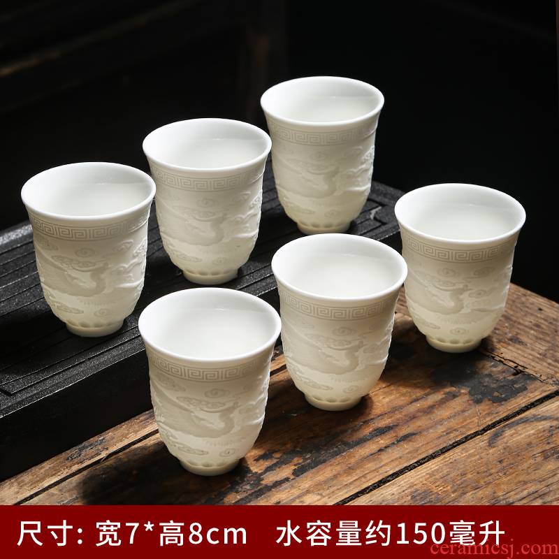 Suet jade cup single CPU manual master cup ceramic sample tea cup household glass cups kung fu tea cups