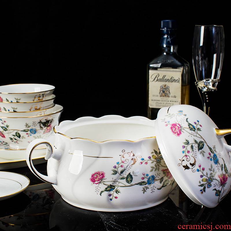 58 skull porcelain ceramics jingdezhen Chinese style household prevent microwave hot dishes and cutlery set to send gifts
