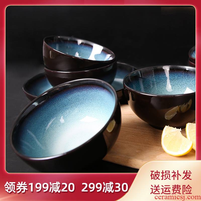 Spring rain yuquan 】 【 Korean ceramic dishes suit household bowl dish plate tableware tableware suit eating the food