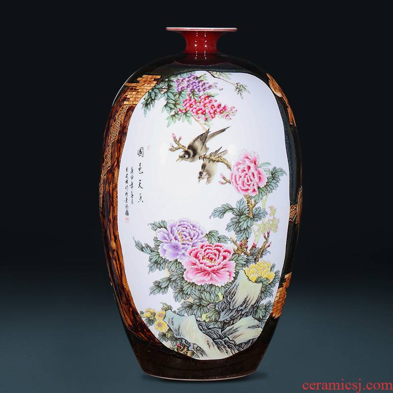 Jingdezhen ceramics craft creative up peony vases, new Chinese style home furnishing articles large living room