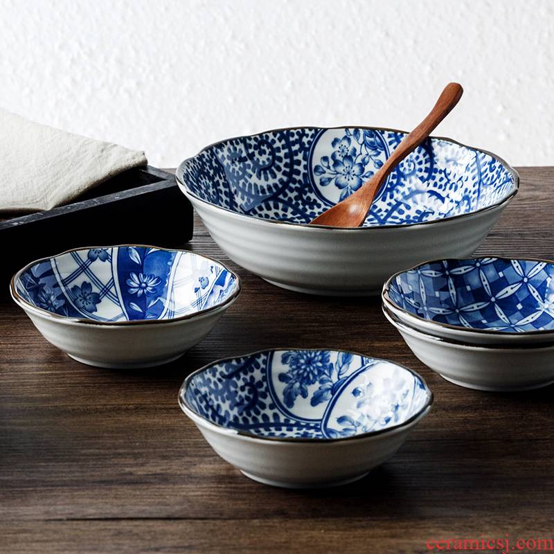 There are ancient up ceramic bowl tableware imported from Japan home soup bowl bowl of soup bowl rainbow such as bowl bowl bowl of fruit salad bowl