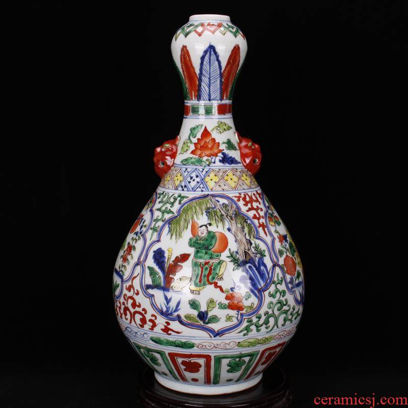 Jingdezhen RMB imitation antique antique bottles of vintage ceramic decoration garlic a colorful window figure items furnishing articles