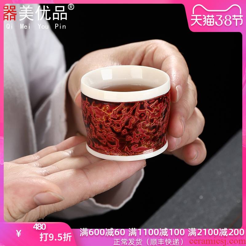 Implement the superior lacquer white porcelain kung fu tea pure manual big ceramic cups personal single CPU creative masters cup