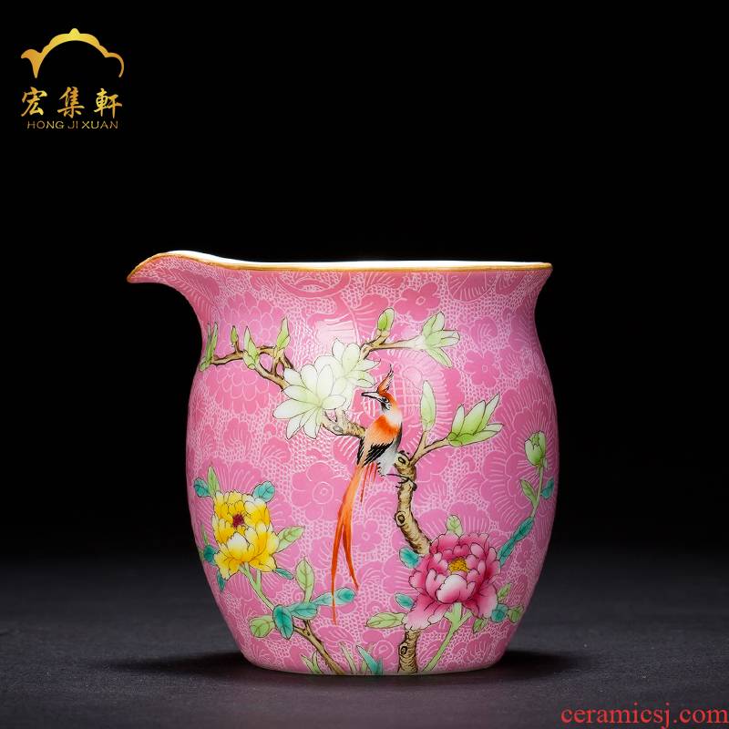 Jingdezhen hand - made steak fair flower tea cups apparatus famille rose porcelain sea birds and flowers and a cup of tea