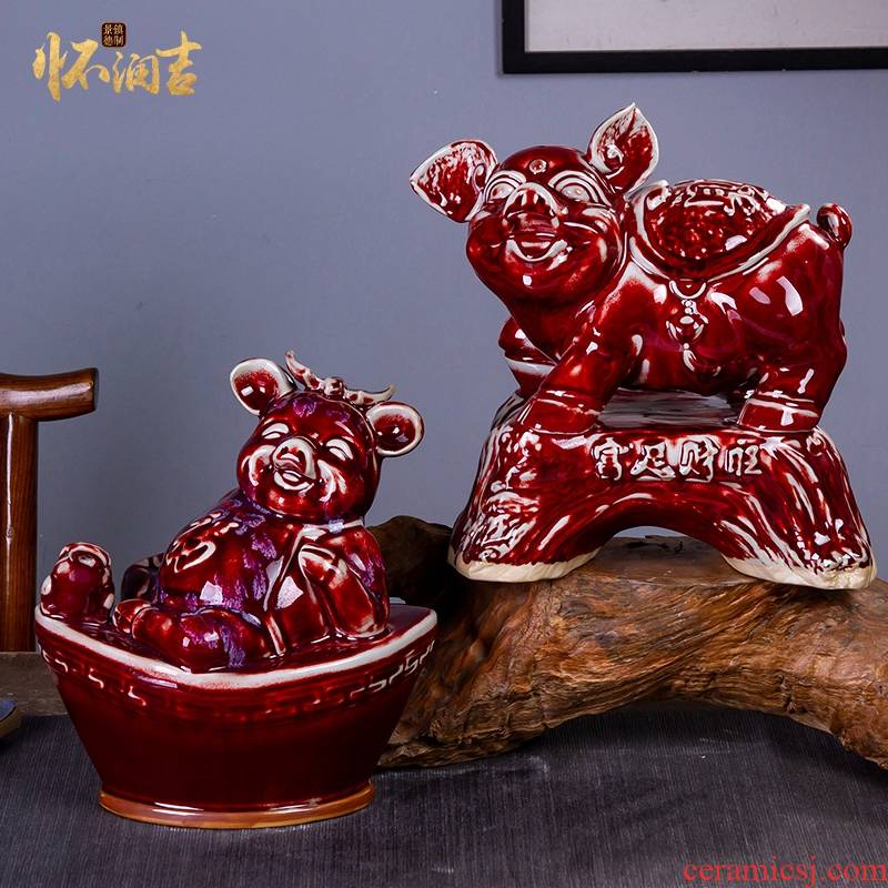 Jingdezhen ceramics new sitting room of Chinese style household act the role ofing is tasted furnishing articles hand - carved pig souvenirs creative gift