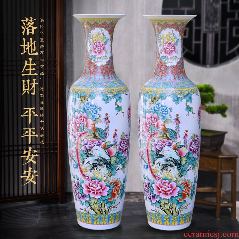 Jingdezhen ceramic hand - made pastel hotel lobby for the opening of large vase large sitting room office furnishing articles