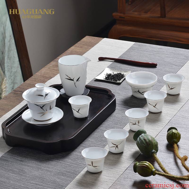 Uh guano countries porcelain ceramic tea set HuaYue kung fu tea cups jun DE Bai Jinzhu tea combination