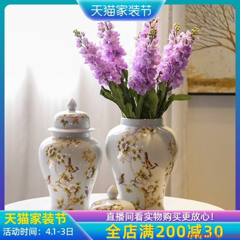 Jingdezhen creative general pot vase flower arrangement of new Chinese style gold sitting room porch decorative ceramic decoration in a large place