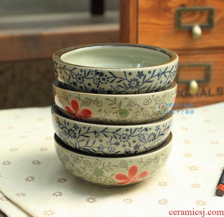And wind seasons under Japanese tableware glaze color hand - made to use five inches thick ceramic bowl of rice bowls porringer dessert bowls
