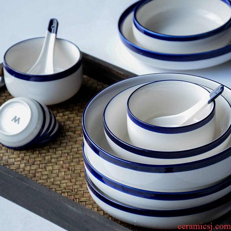 Unknown impression of household tableware suit the Mediterranean dishes Chinese always fresh dishes ceramic composite plate