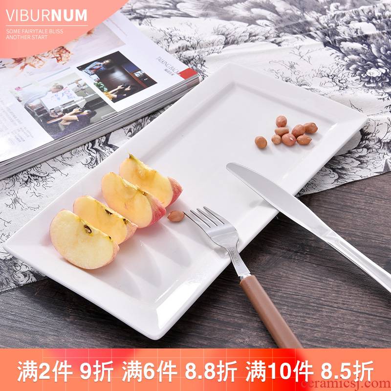 Yao hua rectangular plates of sushi tableware ceramics creative 12 - inch oblong cake dessert flat plate type