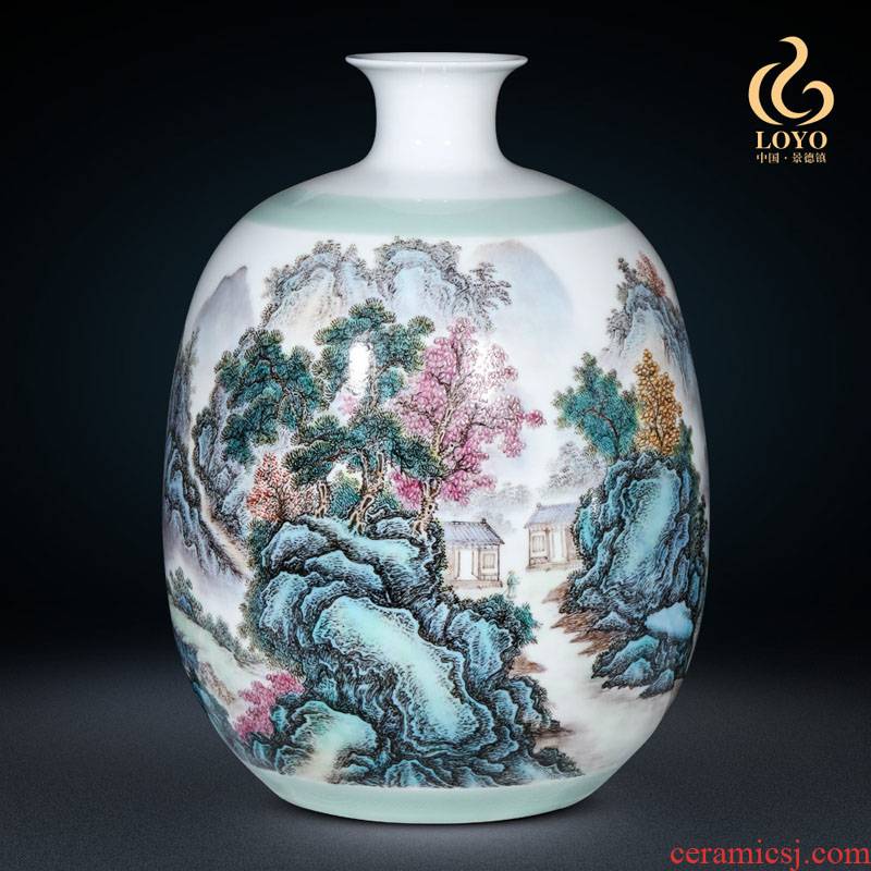The Master of jingdezhen ceramics vase furnishing articles hand - made pastel 'lakes and mountains rich ancient frame of Chinese style household ornaments