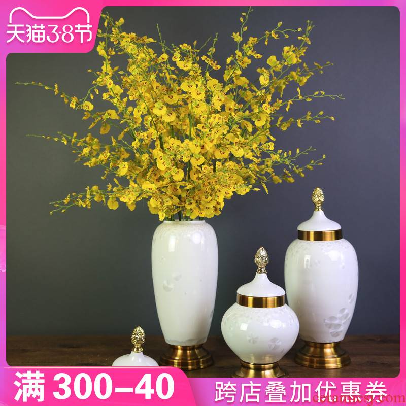 Ou porch vase furnishing articles ceramic flower arranging American household soft adornment between example sitting room TV cabinet decoration