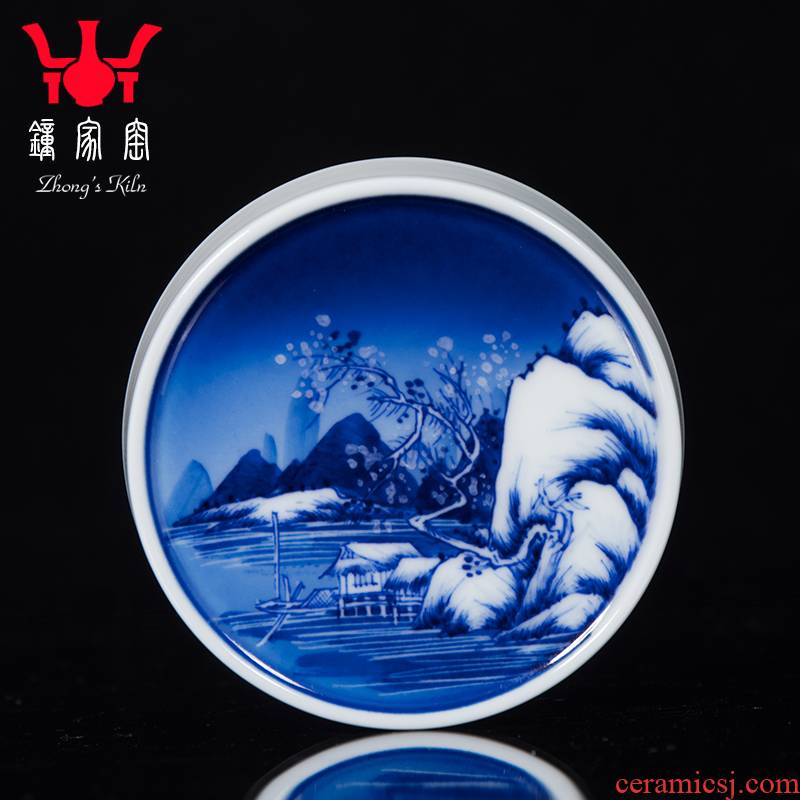Clock home up ceramic hand - made cover place jingdezhen porcelain and cover the lid holder frame kunfu tea accessories are it