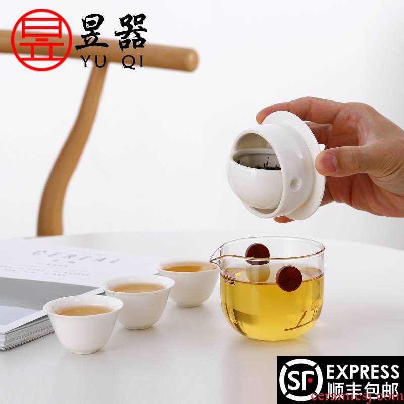 Yu machine ET ceramic rotating crack a pot of three work travel kung fu tea set is suing the car make tea