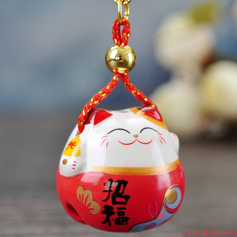 Stone workshop plutus cat pendant package bells hang hang ceramic jewelry creative New Year gift inside the car