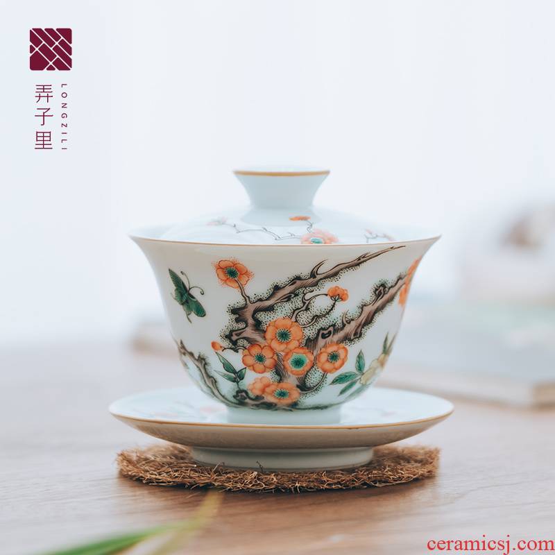 Made in jingdezhen kung fu tea set tea bowl hand - Made pure manual thin foetus three tureen individual cups