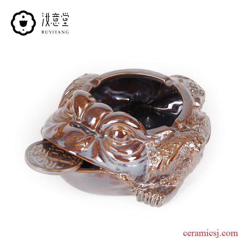 Creative ceramic ashtray spittor toad sitting room tea table office desktop ornaments furnishing articles domestic large capacity