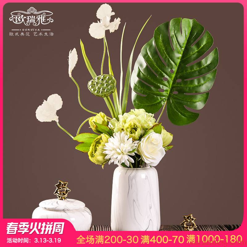 Creative European vase sitting room porch decoration contracted the new Chinese style TV ark, simulation flower flower ceramic furnishing articles