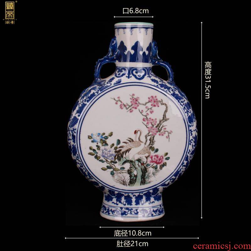 Jingdezhen imitation yongzheng bucket color of flowers and birds on flat bottles of Chinese style household table counter imitation antique decorative vase furnishing articles