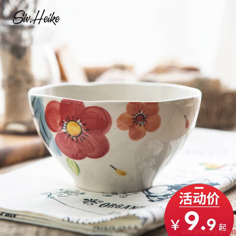 The Nordic ins hand color Japanese European wind household tableware ceramic bowl dessert salad bowl rainbow such as bowl soup bowl
