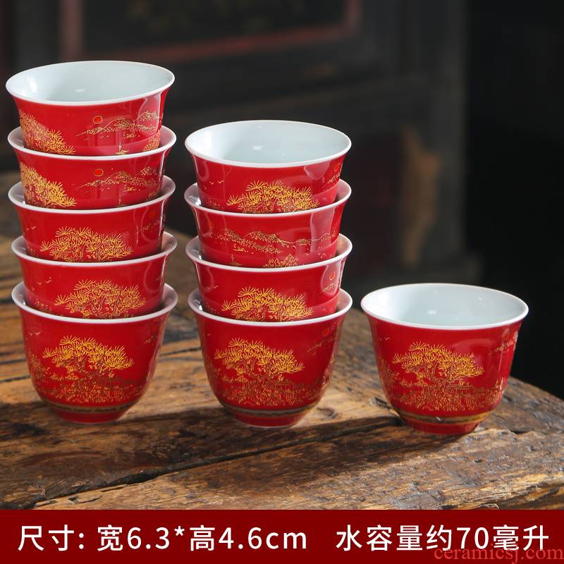 Jingdezhen ceramic color ink landscape of small cup single cup sample tea cup kung fu master cup personal tea cups
