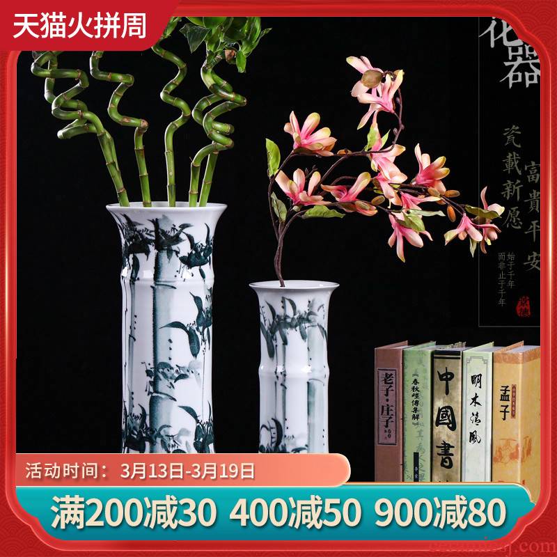Jingdezhen ceramics vase sitting room adornment of Chinese style household furnishing articles hydroponic lucky bamboo dried flower lily flower arrangement