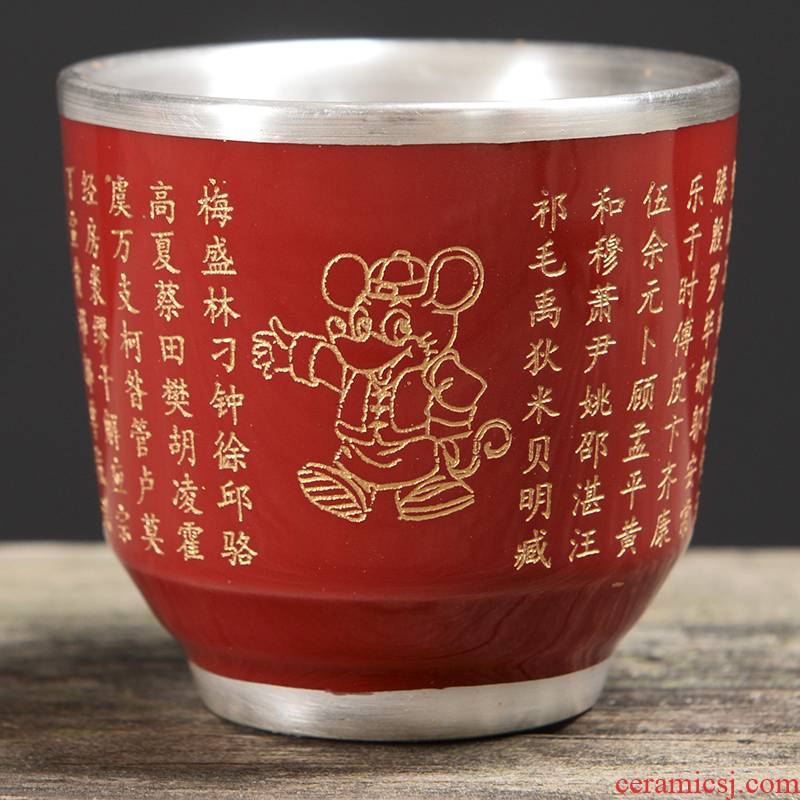 999 Sterling silver tea set gold silver cup silver cup bladder sample tea cup ceramic tasted silver gilding craft kung fu masters cup