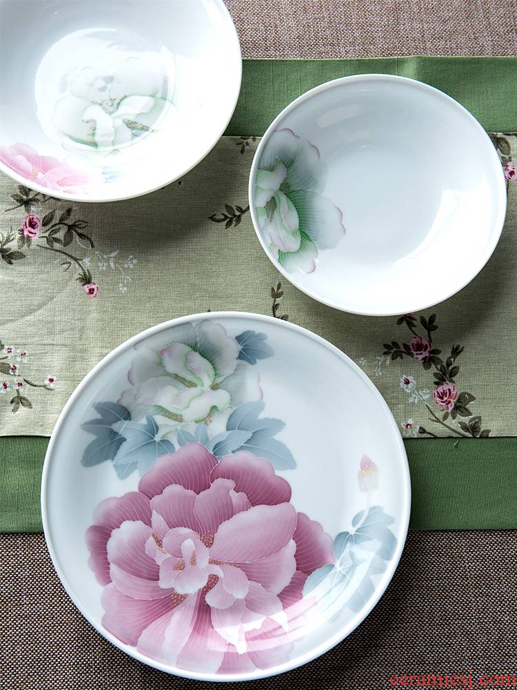 China red porcelain up of flowers classical 28 head tableware under the liling glaze color hand - made ceramic bowl plate gifts sets